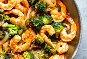Shrimp Scampi with Rice and Lemon Butter Broccoli