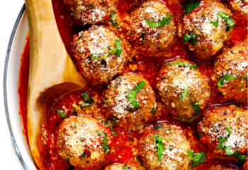 Ground Beef Meatballs in Marinara sauce with Zucchini and Asparagus