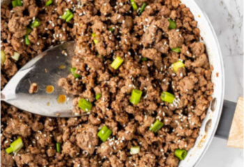 Honey Cashew Ground Beef with Broccoli and Green Beans