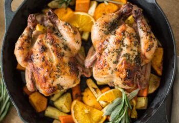 Fine Herb Cornish Hen with Japanese Sweet Potato Pureé