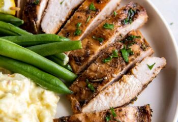 Balsamic Grilled Chicken Breast with Mashed Potatoes & Roasted Veggies