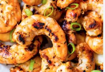 Grilled Shrimp with Ginger Carrot Mash & Green Beans