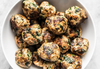 Kale Feta Turkey Meatballs & Roasted Sweet Potatoes