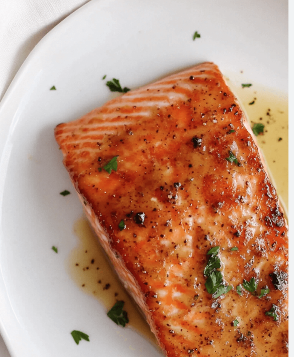 Honey Dijon Salmon with Roasted Baby Potatoes & Garlic Green Beans